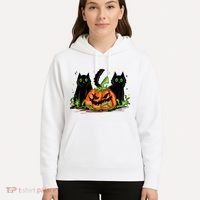 Black Cat Halloween Cute Pumpkin Hoodie thumb 5