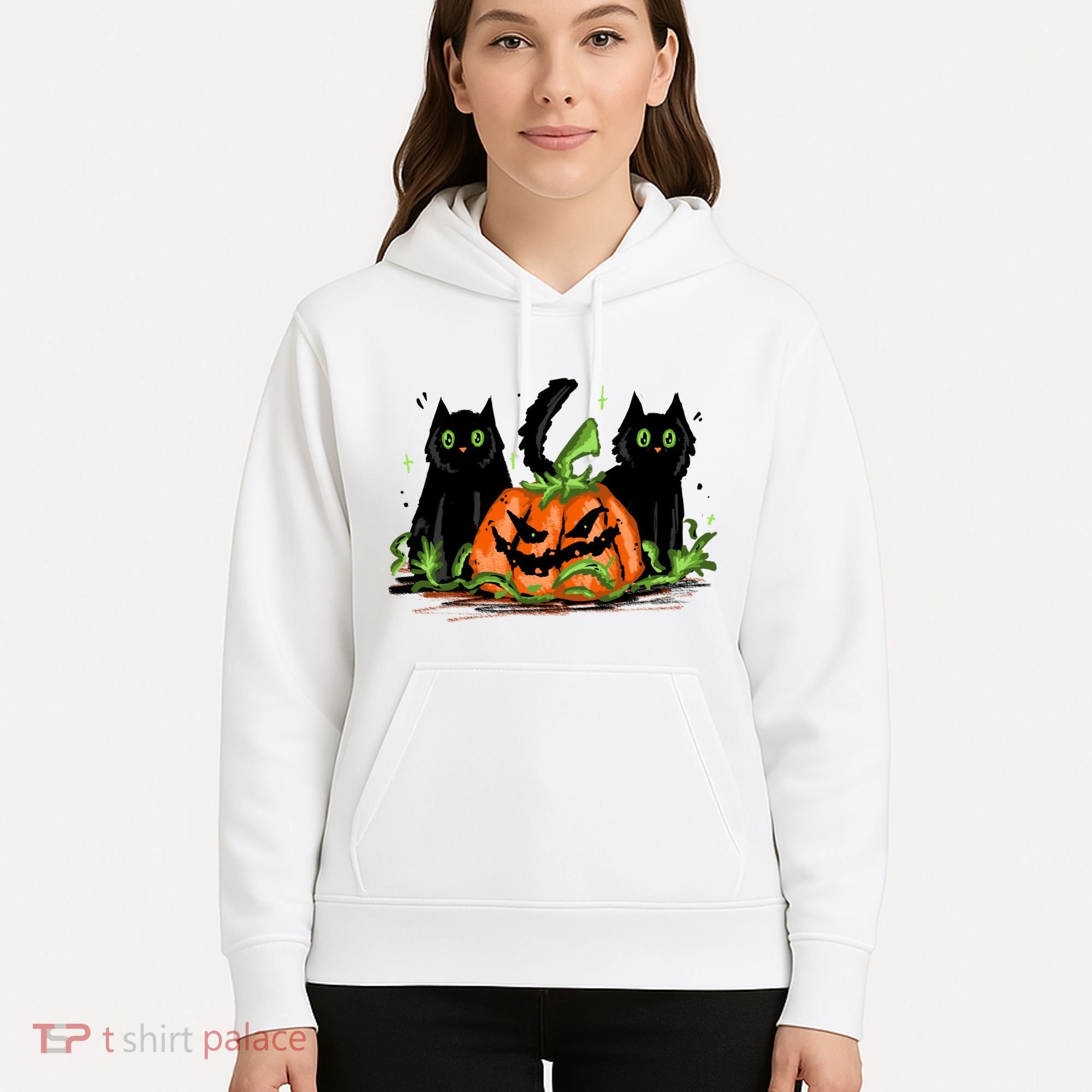 Black Cat Halloween Cute Pumpkin Hoodie
