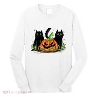 Black Cat Halloween Cute Pumpkin Long Sleeve Shirt thumb 0