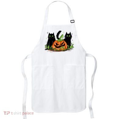Black Cat Halloween Cute Pumpkin Apron