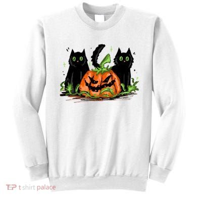 Black Cat Halloween Cute Pumpkin Sweatshirt