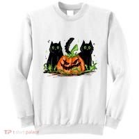 Black Cat Halloween Cute Pumpkin Sweatshirt thumb 0