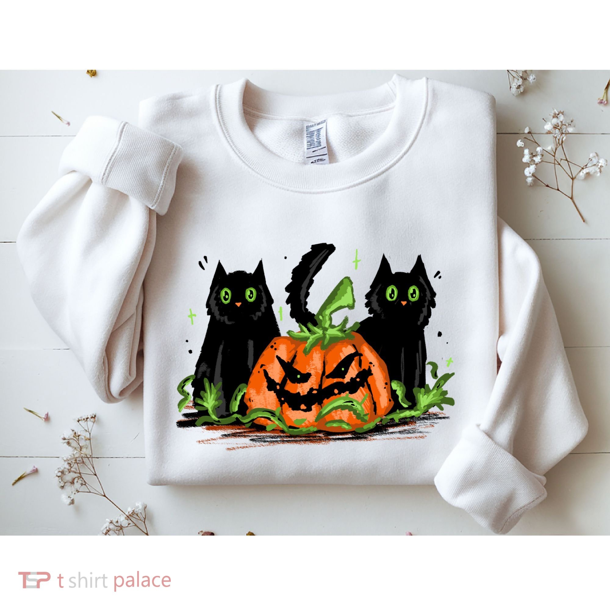 Black Cat Halloween Cute Pumpkin Sweatshirt