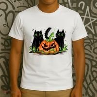 Black Cat Halloween Cute Pumpkin T-Shirt thumb 3