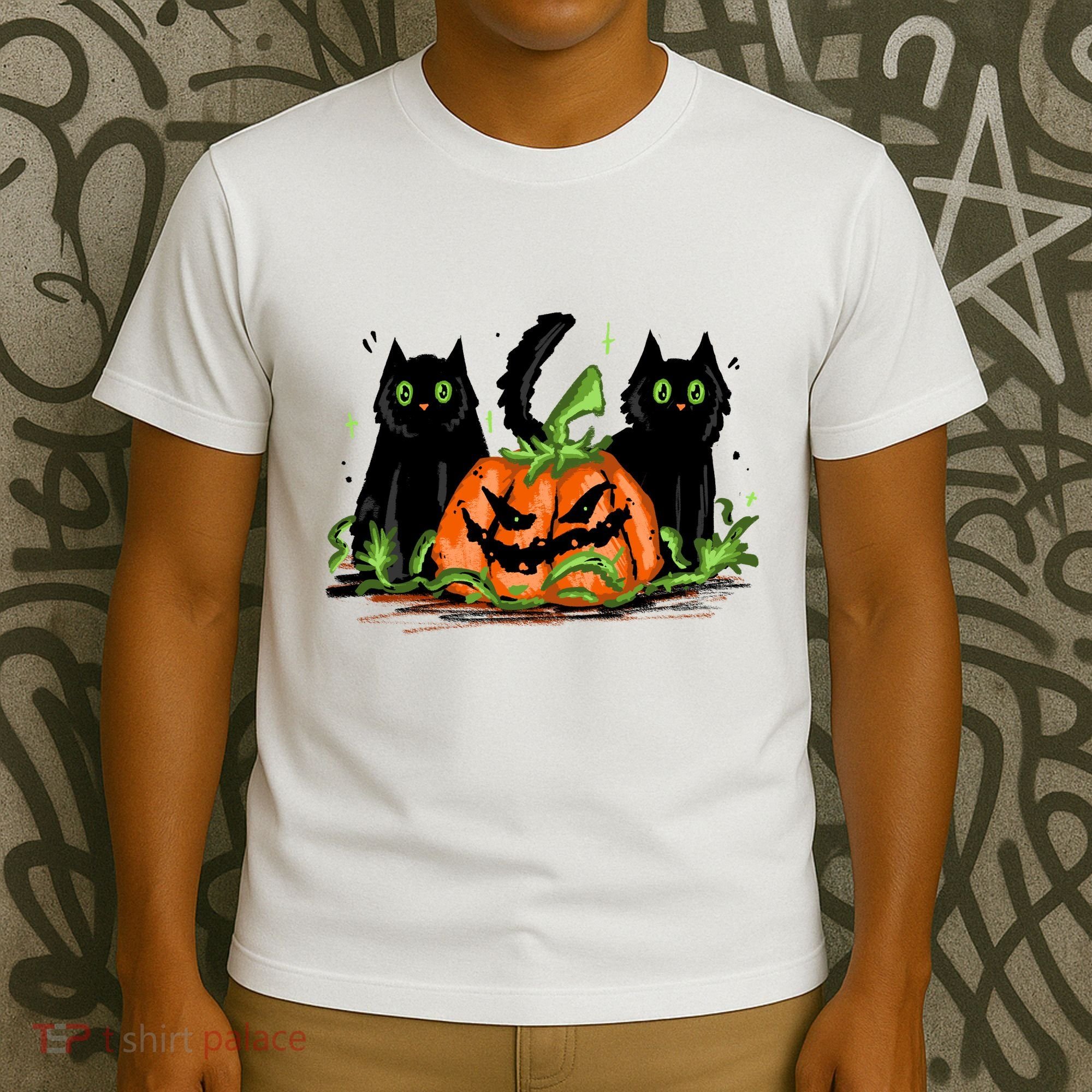 Black Cat Halloween Cute Pumpkin T-Shirt