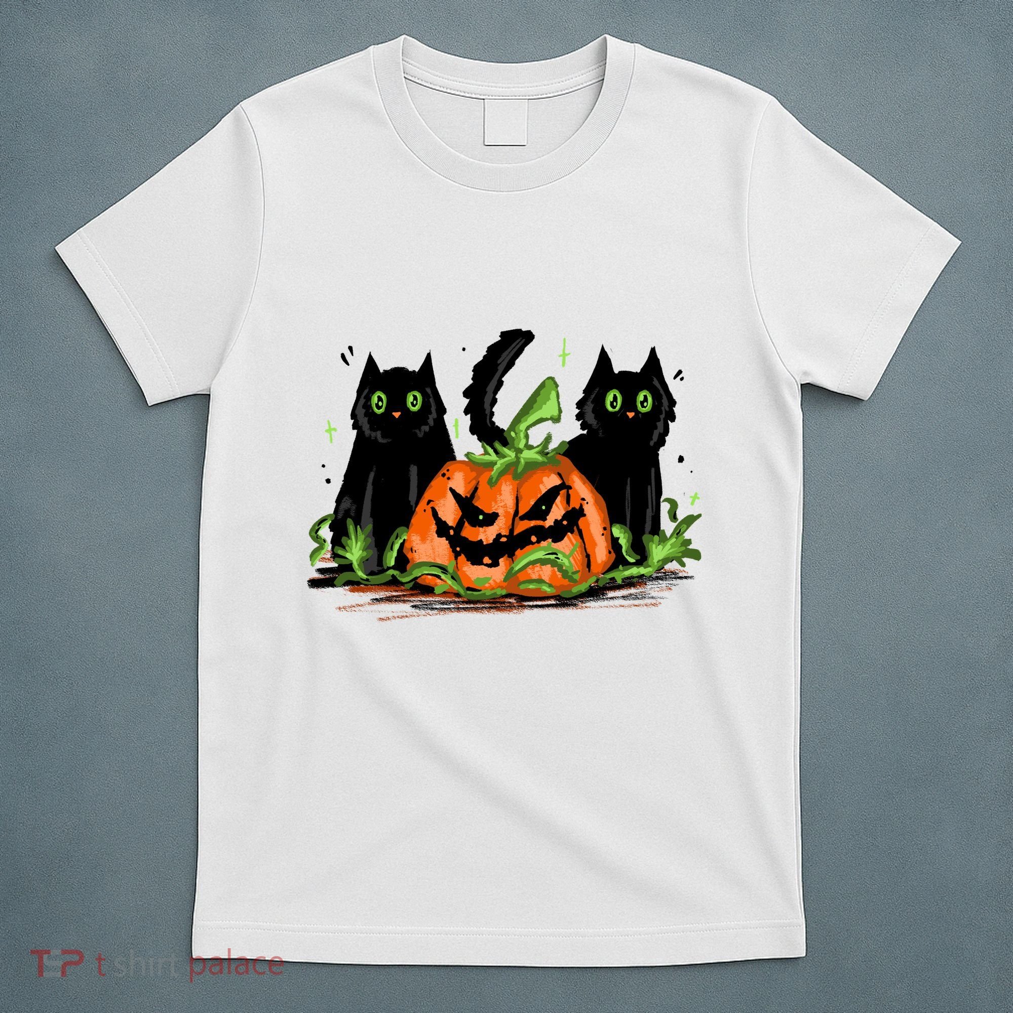 Black Cat Halloween Cute Pumpkin T-Shirt
