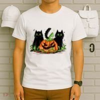 Black Cat Halloween Cute Pumpkin T-Shirt thumb 6