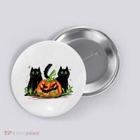 Black Cat Halloween Cute Pumpkin Button thumb 0