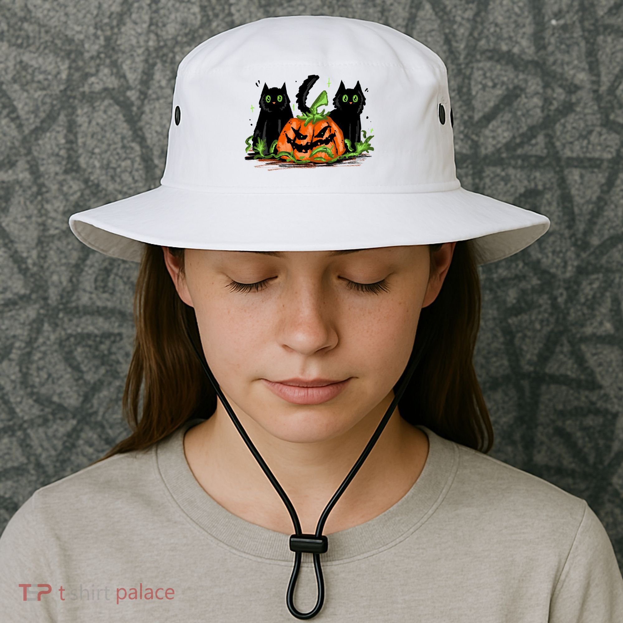 Black Cat Halloween Cute Pumpkin Bucket Hat