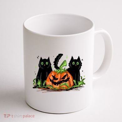 Black Cat Halloween Cute Pumpkin Coffee Mug back