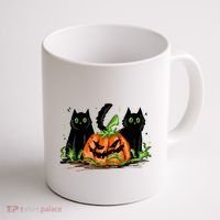 Black Cat Halloween Cute Pumpkin Coffee Mug thumb 1