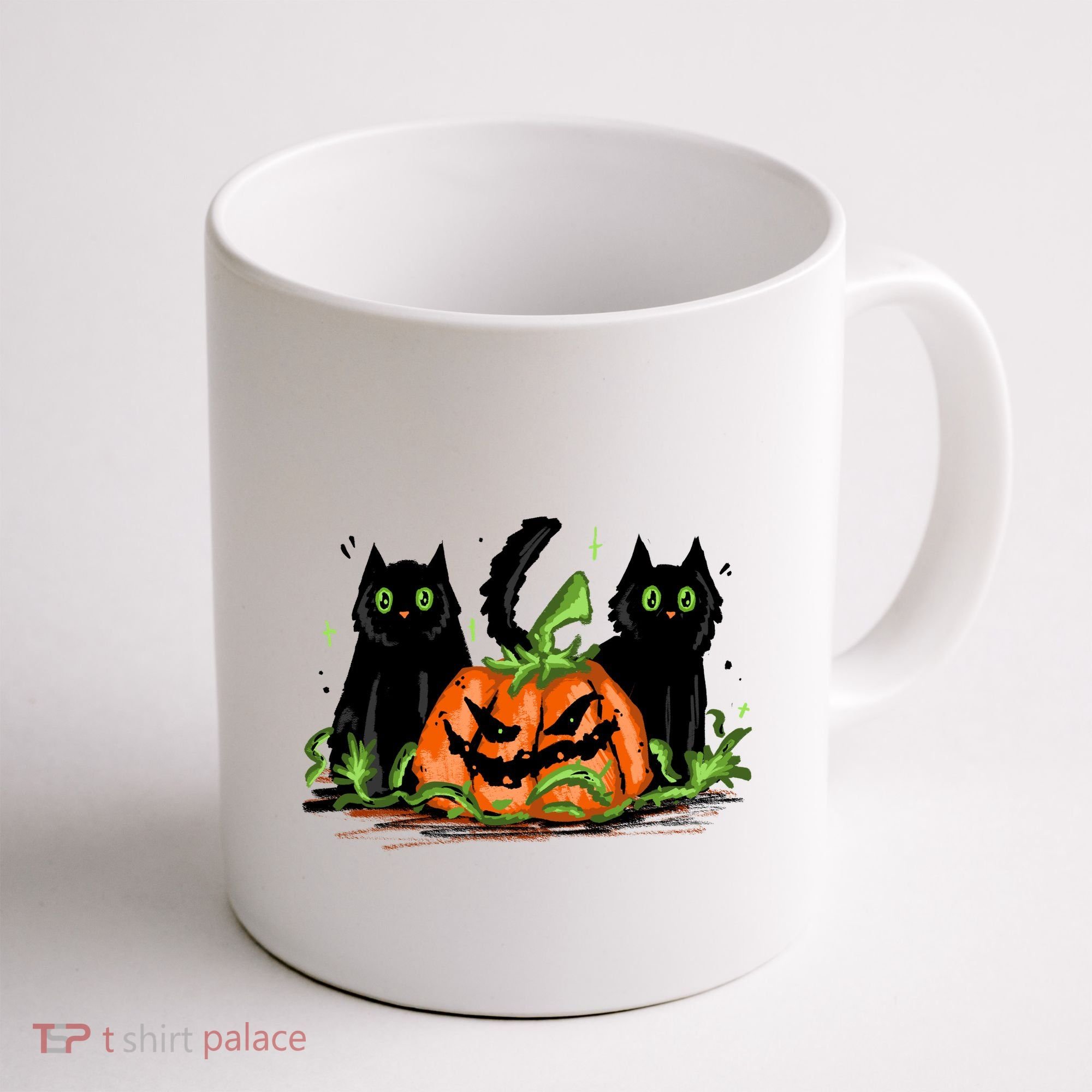 Black Cat Halloween Cute Pumpkin Coffee Mug
