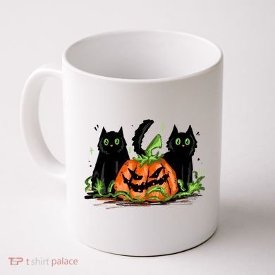 Black Cat Halloween Cute Pumpkin Coffee Mug