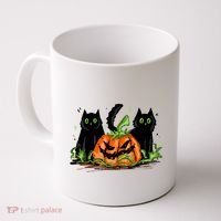 Black Cat Halloween Cute Pumpkin Coffee Mug thumb 0