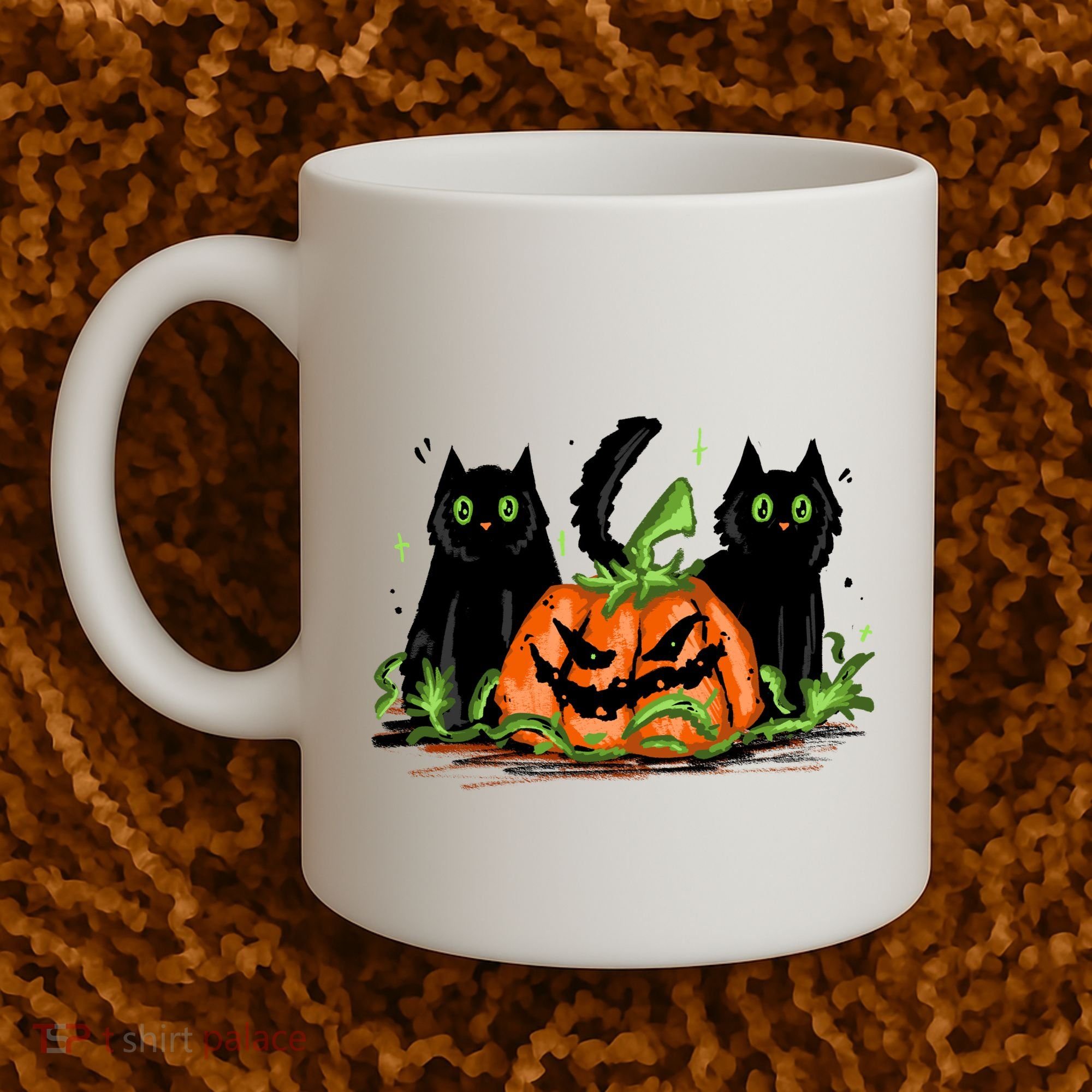 Black Cat Halloween Cute Pumpkin Coffee Mug