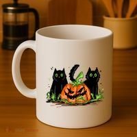 Black Cat Halloween Cute Pumpkin Coffee Mug thumb 4