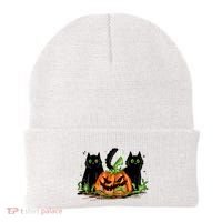 Black Cat Halloween Cute Pumpkin Beanie thumb 0