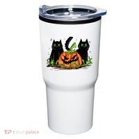 Black Cat Halloween Cute Pumpkin Tumbler thumb 0