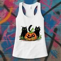 Black Cat Halloween Cute Pumpkin Women's Tank Top thumb 3
