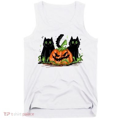 Black Cat Halloween Cute Pumpkin Tank Top