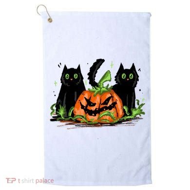 Black Cat Halloween Cute Pumpkin Golf Towel