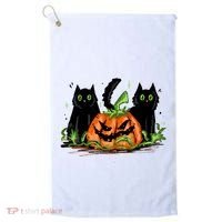 Black Cat Halloween Cute Pumpkin Golf Towel thumb 0