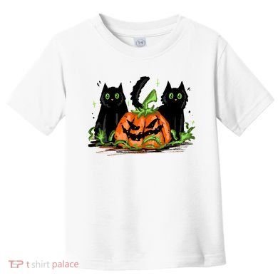 Black Cat Halloween Cute Pumpkin Toddler T-Shirt
