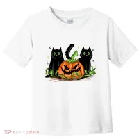 Black Cat Halloween Cute Pumpkin Toddler T-Shirt thumb 0