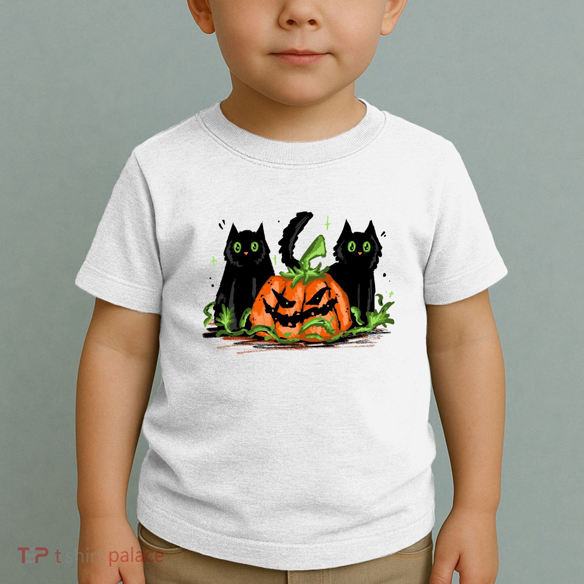 Black Cat Halloween Cute Pumpkin Toddler T-Shirt