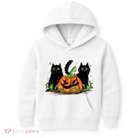 Black Cat Halloween Cute Pumpkin Kids Hoodie thumb 0