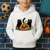 Black Cat Halloween Cute Pumpkin Kids Hoodie thumb 2