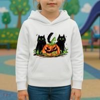 Black Cat Halloween Cute Pumpkin Kids Hoodie thumb 3
