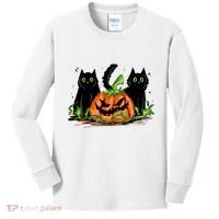 Black Cat Halloween Cute Pumpkin Kids Long Sleeve Shirt thumb 0