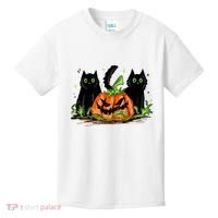 Black Cat Halloween Cute Pumpkin Kids T-Shirt thumb 0