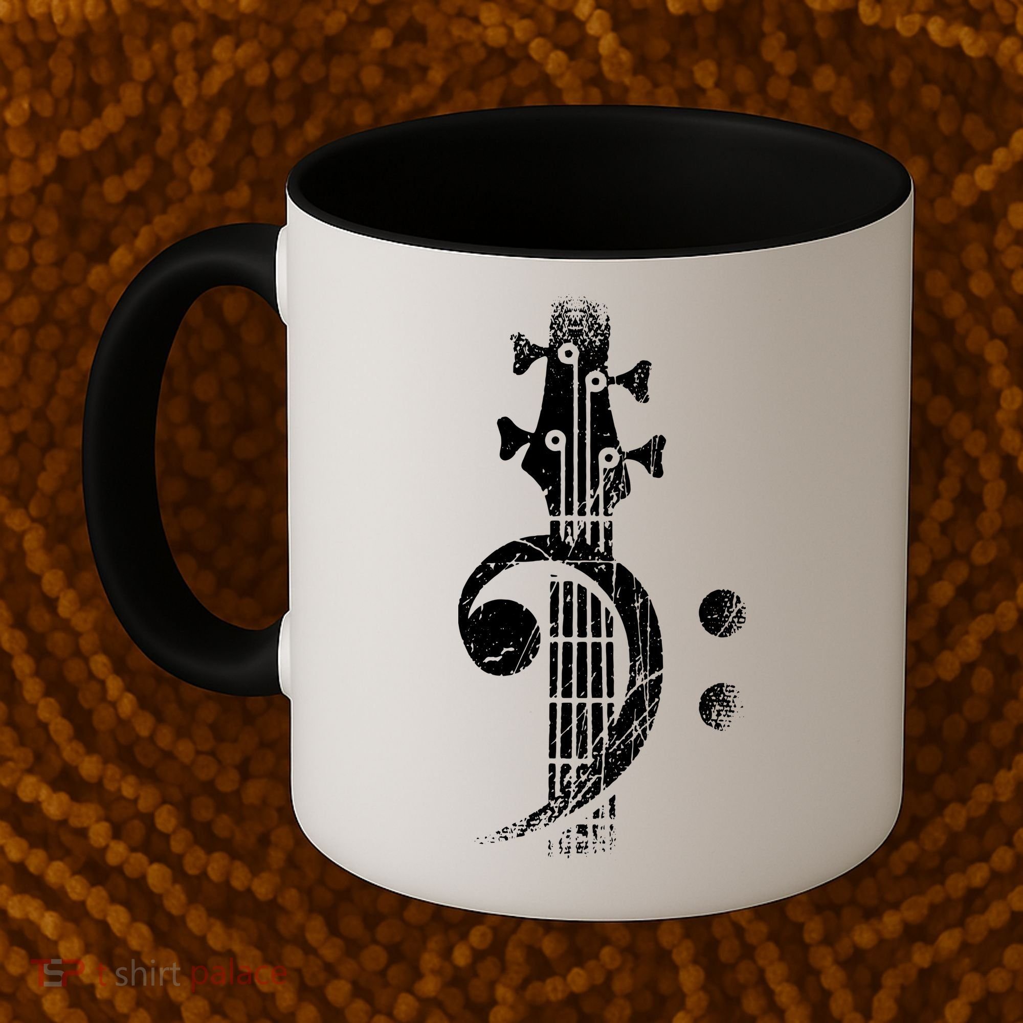 Bass Cleff Headstock Bass Guitar Coffee Mug