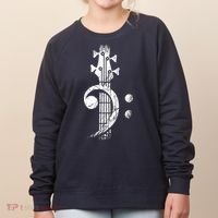 Bass Cleff Headstock Bass Guitar Women's Sweatshirt thumb 0