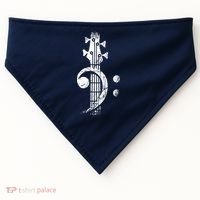 Bass Cleff Headstock Bass Guitar USA-Made Doggie Bandana thumb 0