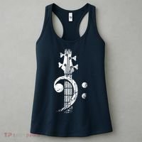Bass Cleff Headstock Bass Guitar Women's Tank Top thumb 3
