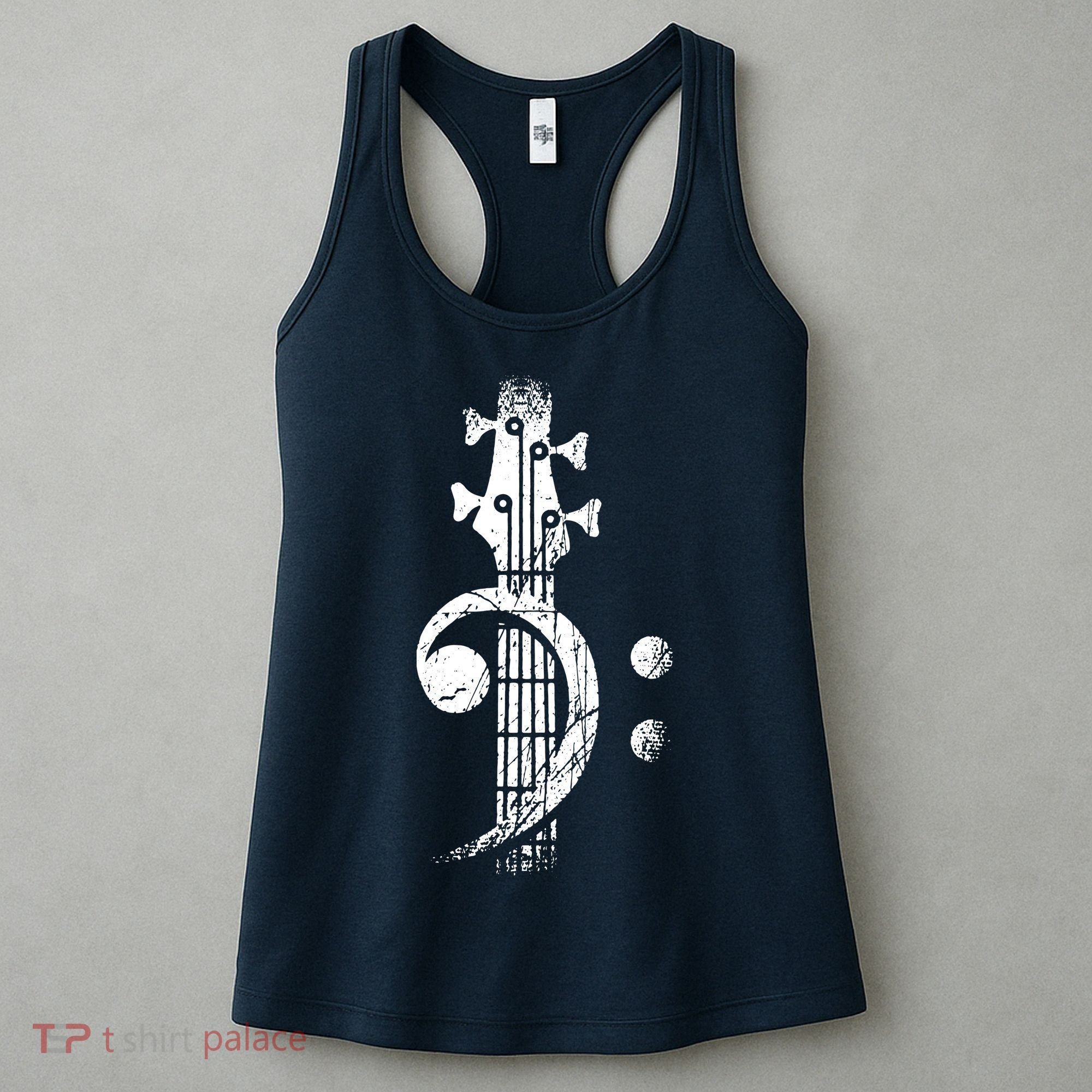 Bass Cleff Headstock Bass Guitar Women's Tank Top