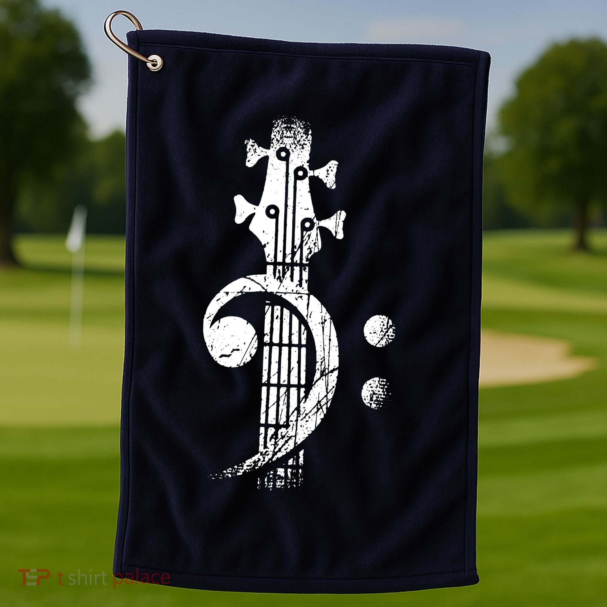 Bass Cleff Headstock Bass Guitar Golf Towel