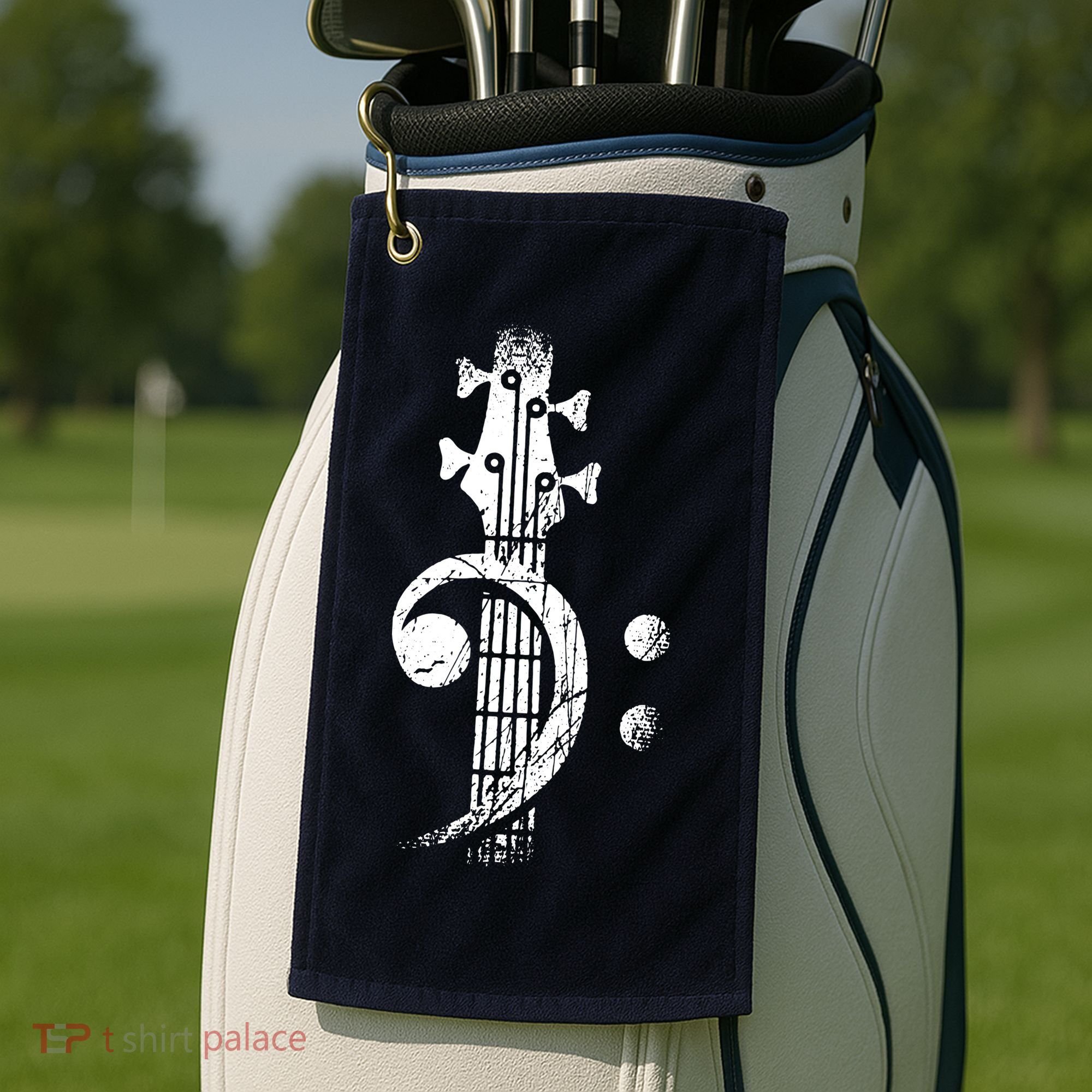 Bass Cleff Headstock Bass Guitar Golf Towel