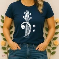 Bass Cleff Headstock Bass Guitar Women's T-Shirt thumb 2