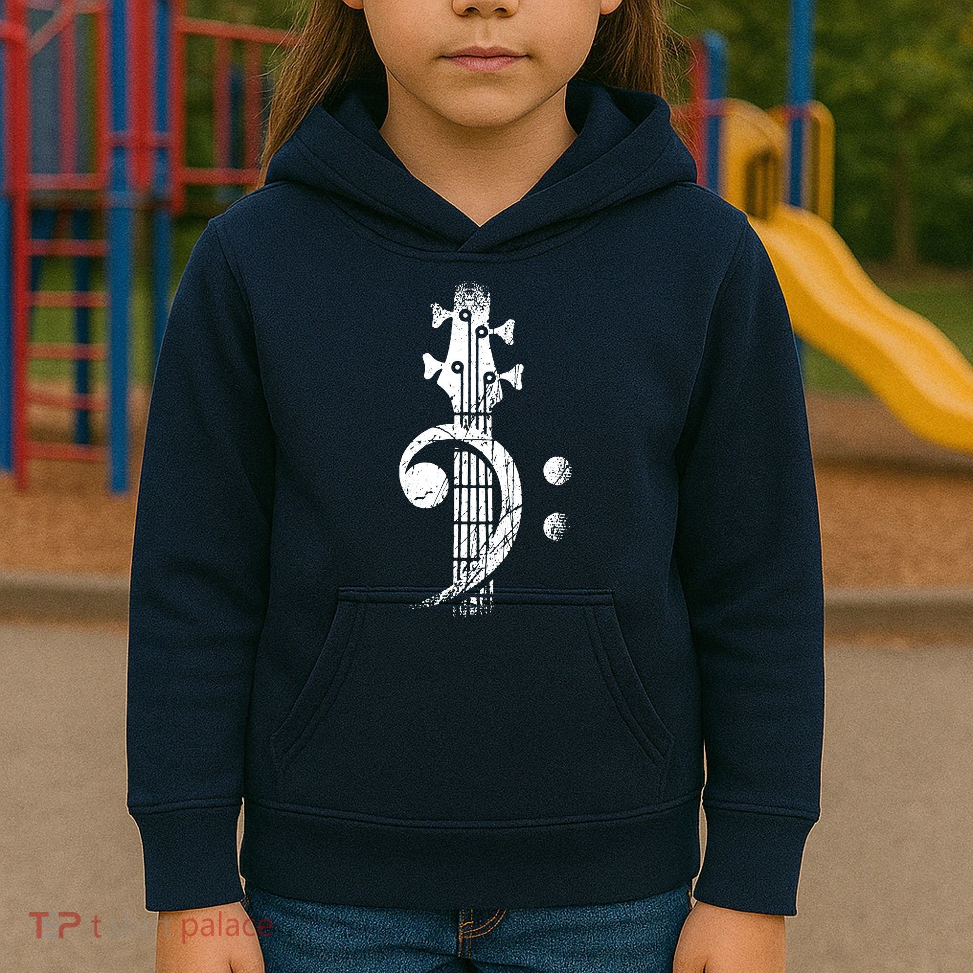 Bass Cleff Headstock Bass Guitar Kids Hoodie