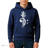 Bass Cleff Headstock Bass Guitar Kids Hoodie thumb 4