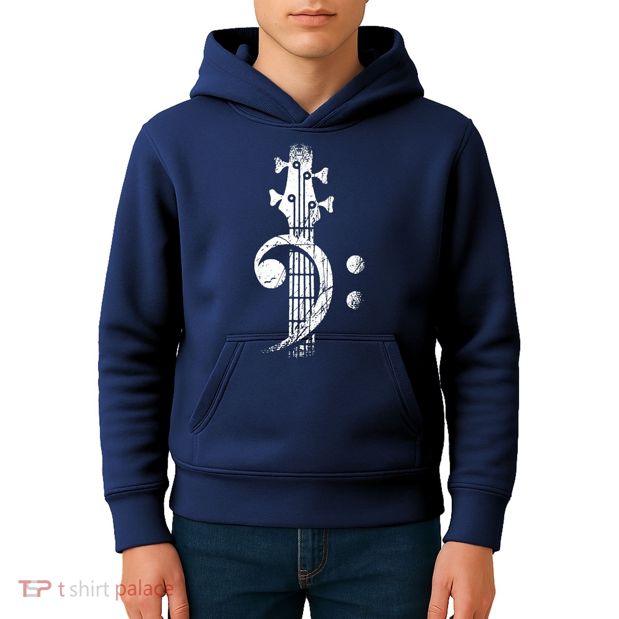 Bass Cleff Headstock Bass Guitar Kids Hoodie