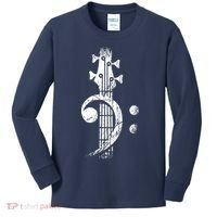Bass Cleff Headstock Bass Guitar Kids Long Sleeve Shirt thumb 0