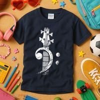 Bass Cleff Headstock Bass Guitar Kids T-Shirt thumb 3