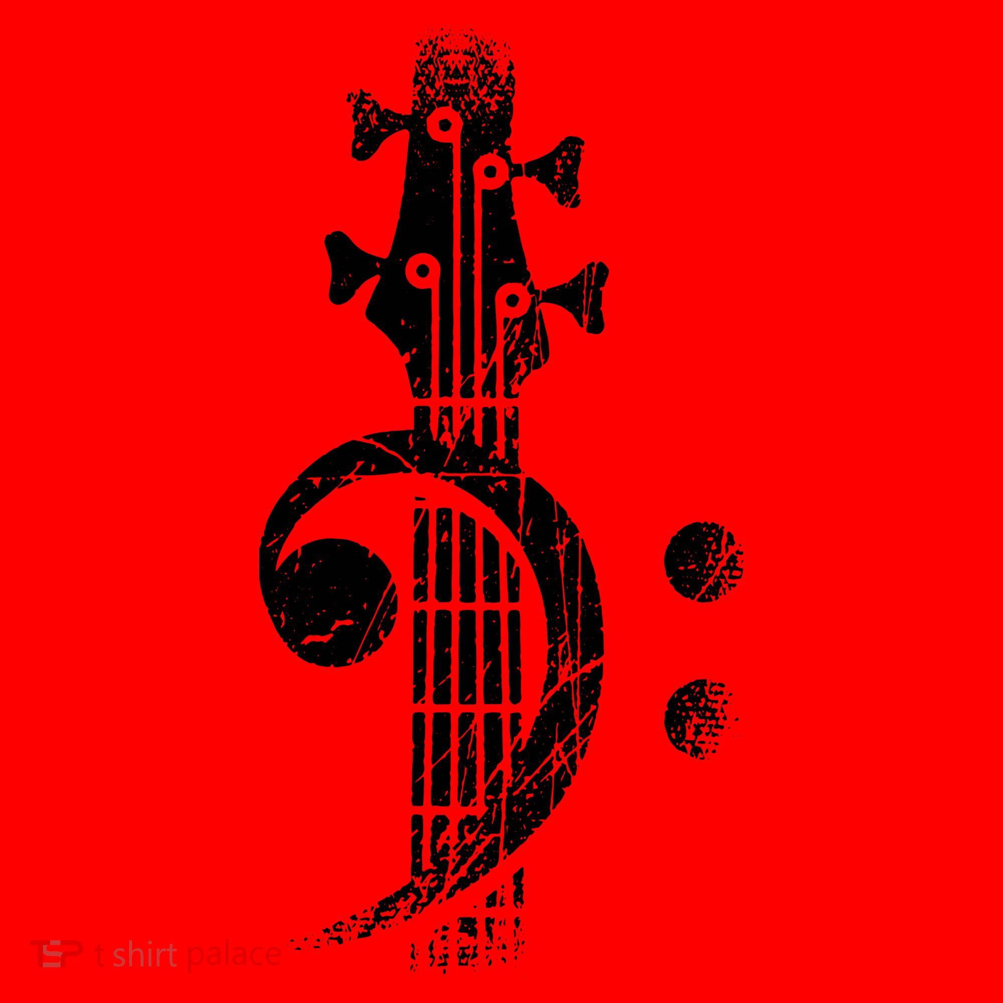 Bass Cleff Headstock Bass Guitar Santa Hat