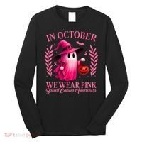 Breast Cancer Halloween Ghost Wear Pink In October Long Sleeve Shirt thumb 0
