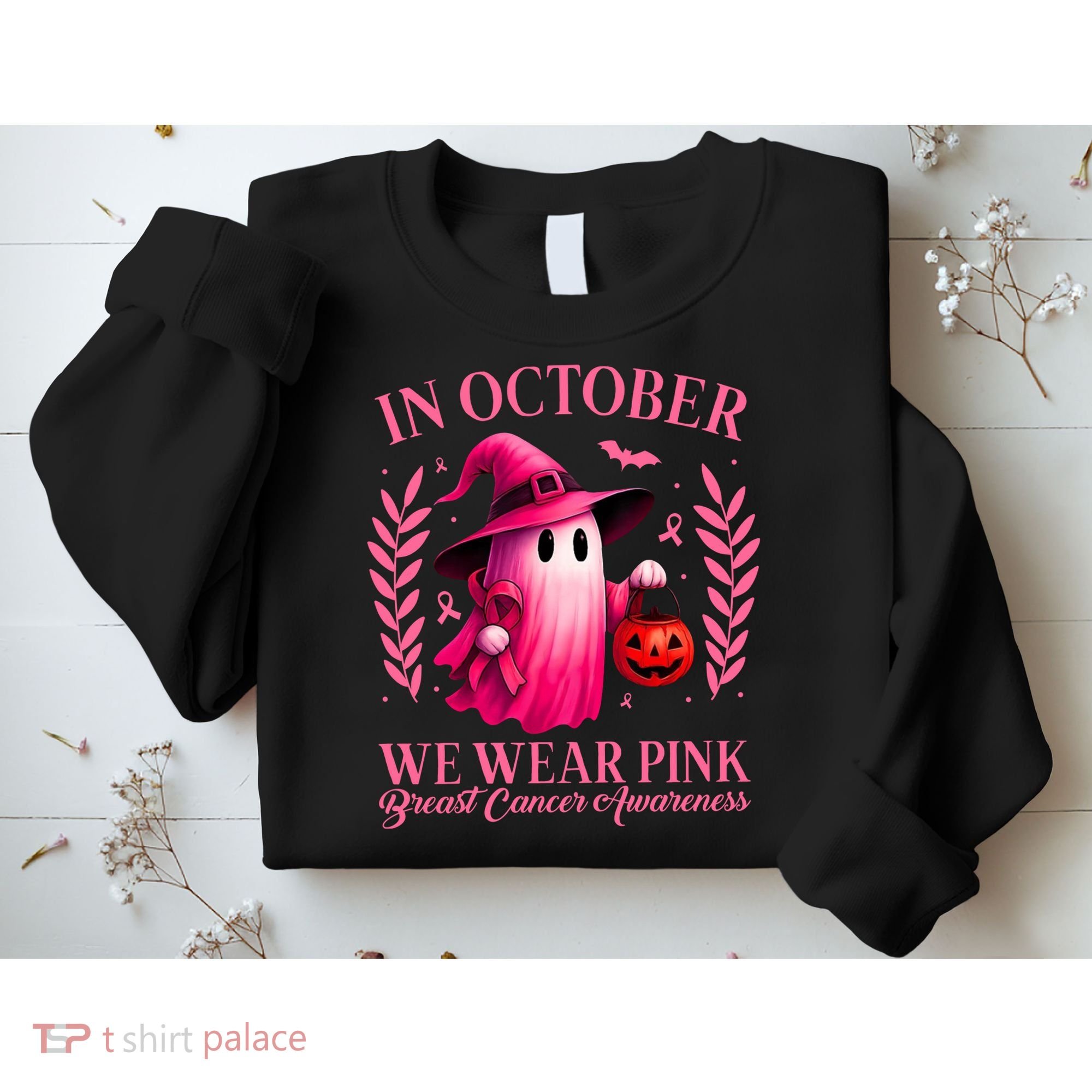 Breast Cancer Halloween Ghost Wear Pink In October Sweatshirt
